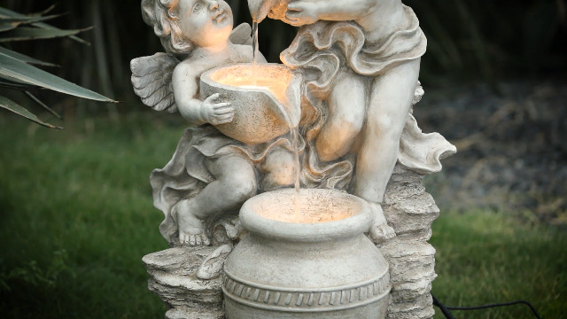 Amazon.com: LuxenHome 30 Inch Outdoor Water Fountain, Resin
